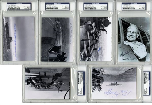 Lot of (6) Signed Tokyo Doolittle Raiders Encapsulated Photographs(PSA/DNA)